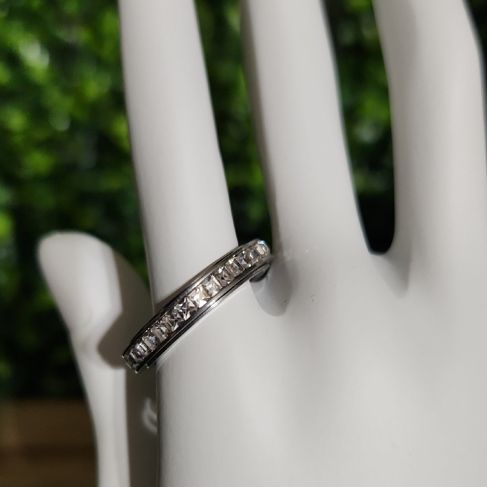 Silver Ring with Clear Stones